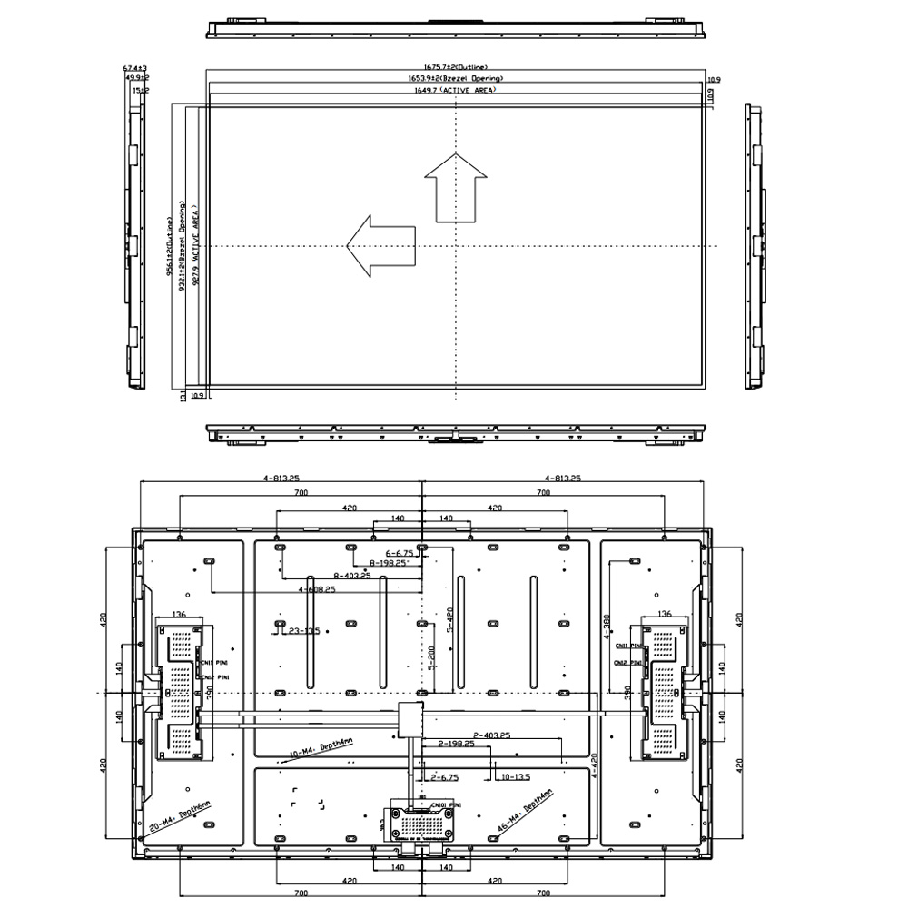 75 inch 3840x2160 51PIN V-by-One Wide Temperature LCD Module