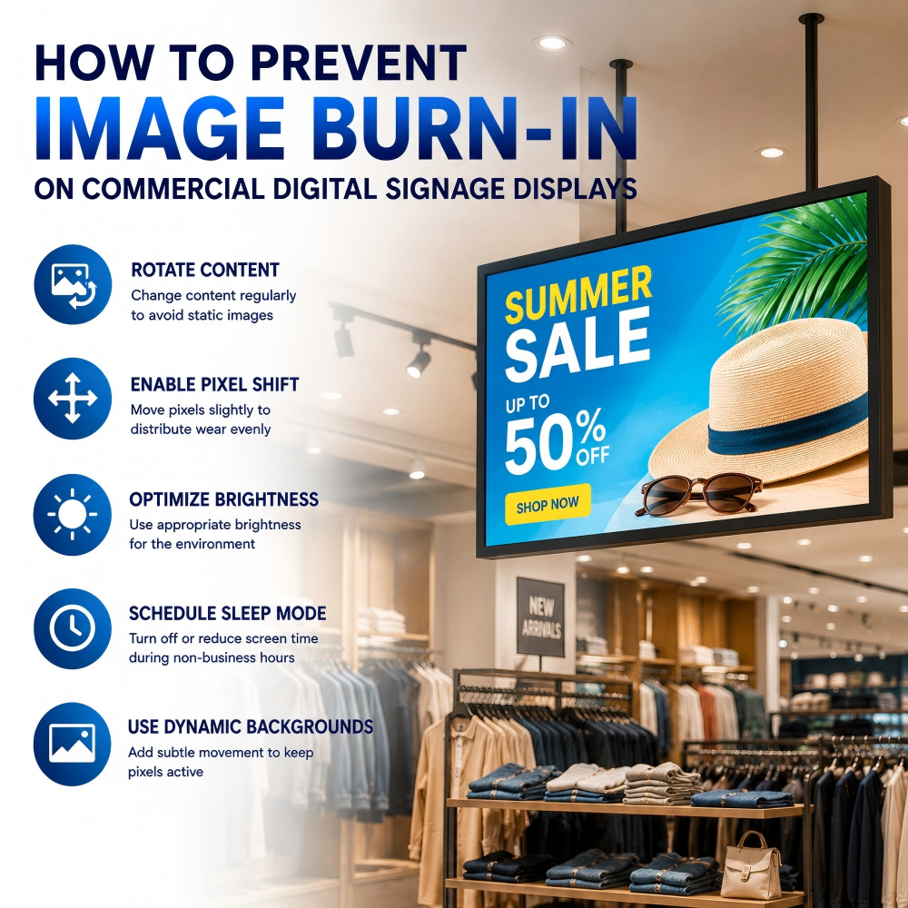 How to Prevent Image Burn-In on Commercial Digital Signage Displays